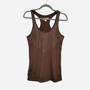 VTG Y2K Decree Chocolate Brown Studded Racerback Tank Top - Size Large
